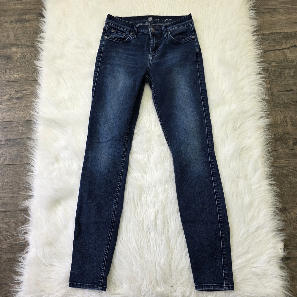 7 For All Mankind Blue Skinny Jeans with Stretch Size 26
